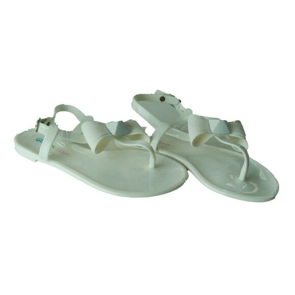 White Bow Jelly Sandals Big Girls Size 2 Glitz N Glam - Picture 4 of 6